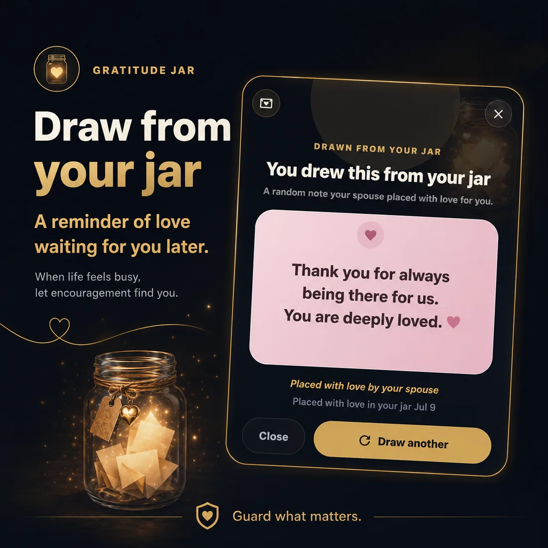 Draw a note from Gratitude Jar