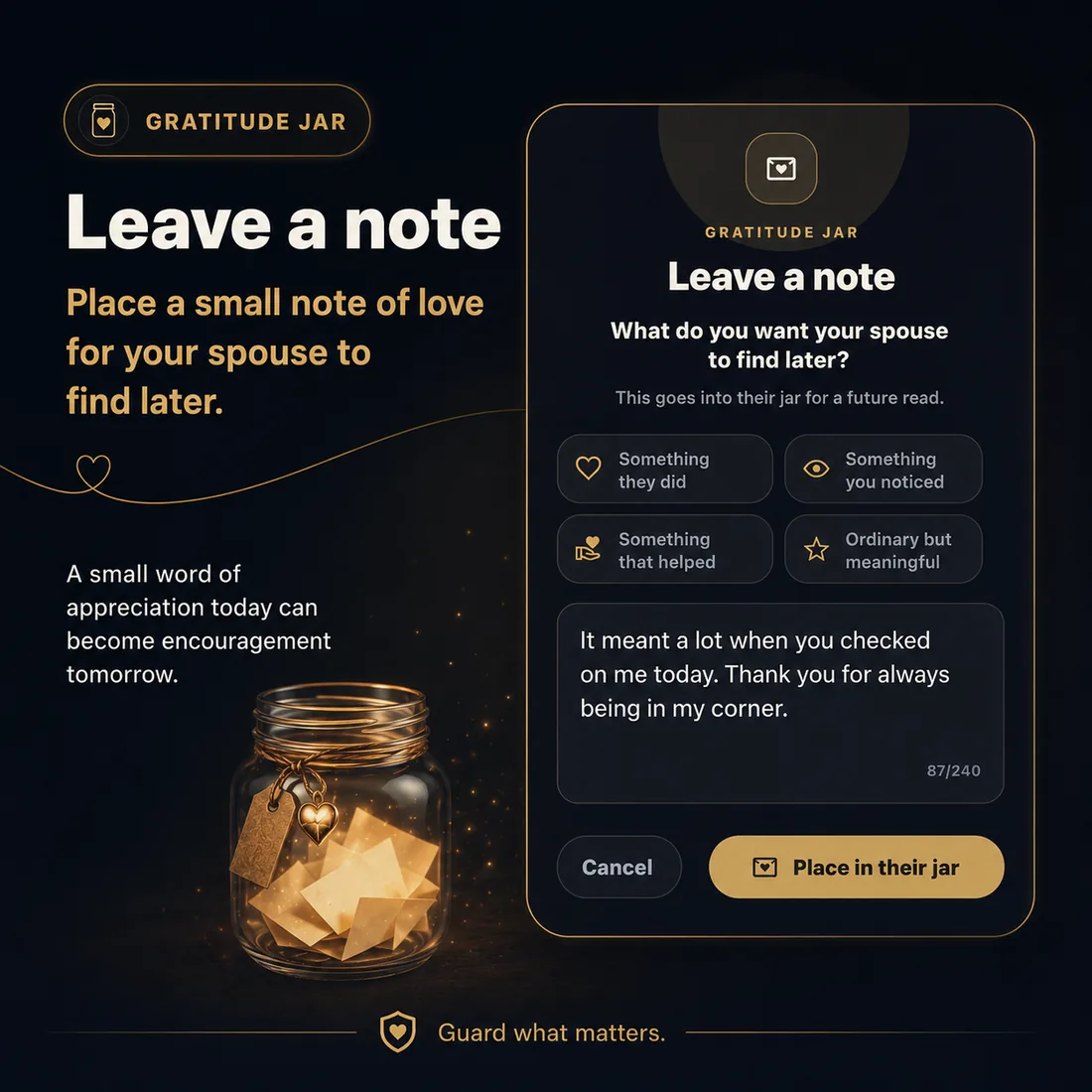 Leave a note in Gratitude Jar
