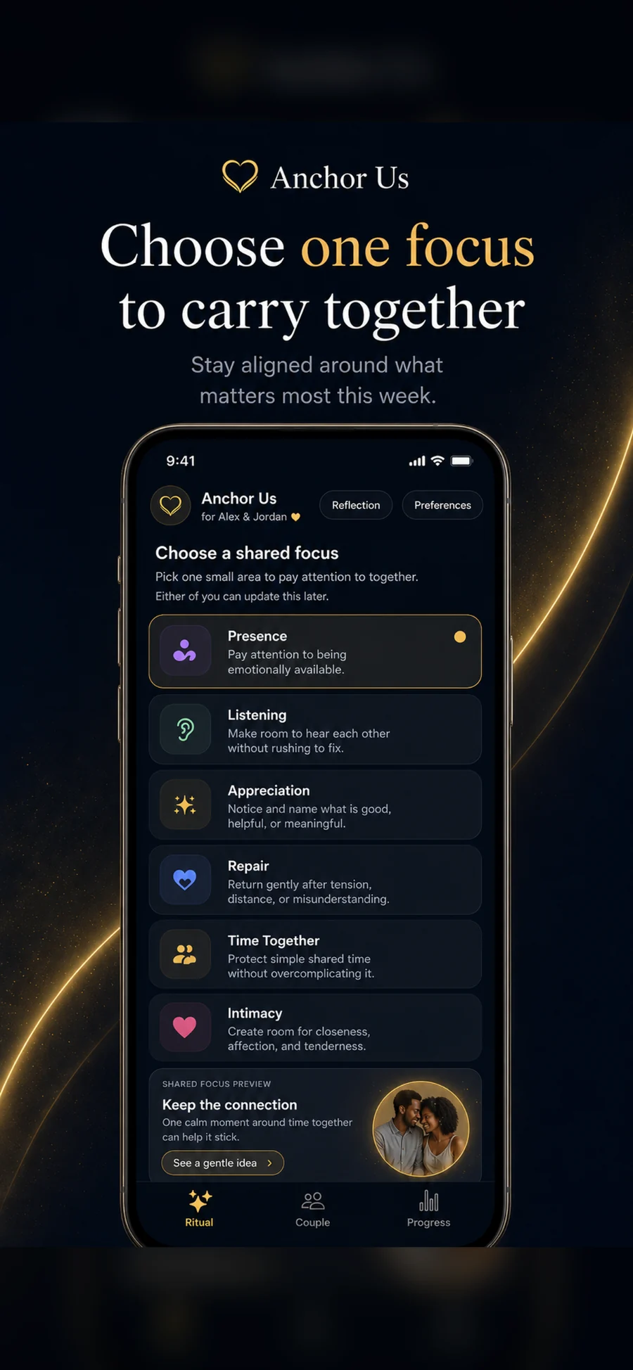 Shared focus screen in Anchor Us